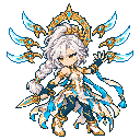 Pixel-art battle sprite of Aurelle, Omni form